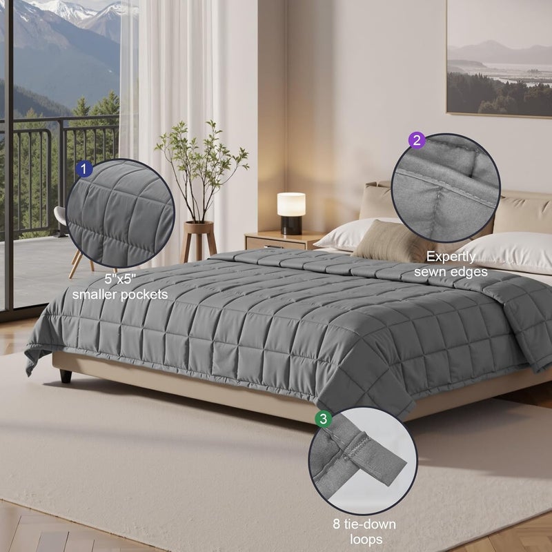 XVCAS Weighted Blanket for Adults - Cooling Heavy Blanket for 110-130lbs with Premium Glass Beads - Soft Thick Big Blankets for All-Season Sleeping Comfort Breathable (60" x 80" 15lbs) - Image 3